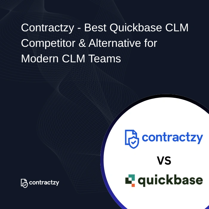 Contractzy vs Quickbase CLM comparison highlighting AI risk analysis, smart templates, and purpose-built contract lifecycle management