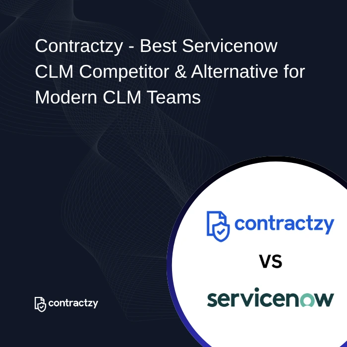 Contractzy vs ServiceNow CLM comparison showing AI risk analysis, faster approvals, and simplified contract lifecycle management