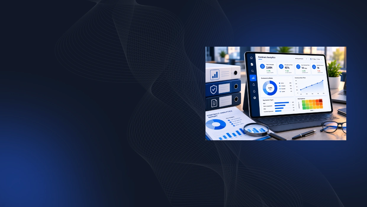Comparison table of contract analytics software with AI insights, reporting, implementation time, and key features.