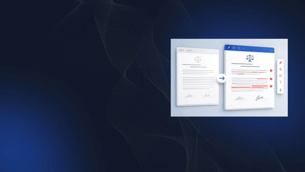 Comparison table of contract redlining software with AI features, implementation time, and key capabilities.