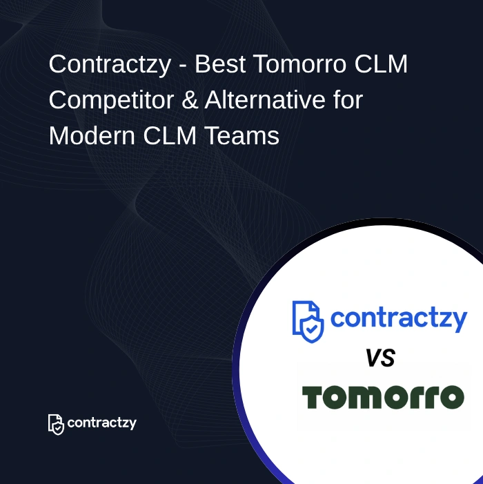 Comparison table of Tomorro vs Contractzy with AI capabilities, implementation time, deployment options, and key features.