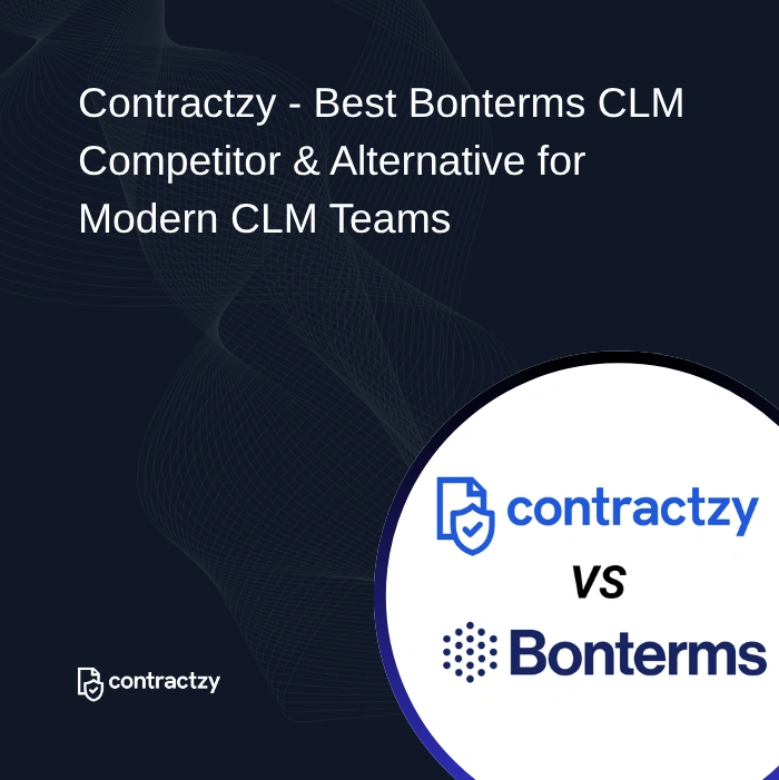 Comparison table of Bonterms vs Contractzy with agreement standardization, AI capabilities, implementation time, and key features.