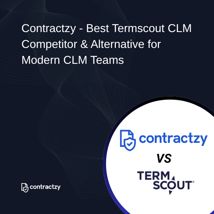 Comparison table of TermScout vs Contractzy with contract certification, AI capabilities, implementation time, and key features.