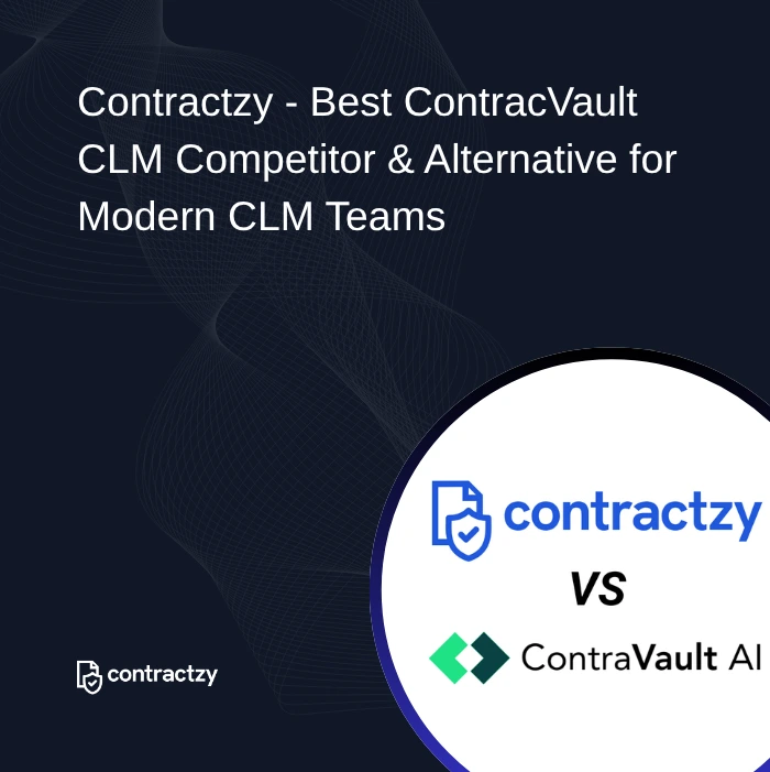 Comparison table of Contravault vs Contractzy with RFP analysis, AI capabilities, implementation time, and key features.