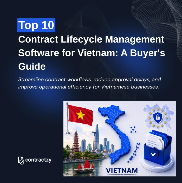 Comparison table of top CLM software for Vietnam, including Contractzy, VNPT eContract, FPT.eContract, and Ironclad.