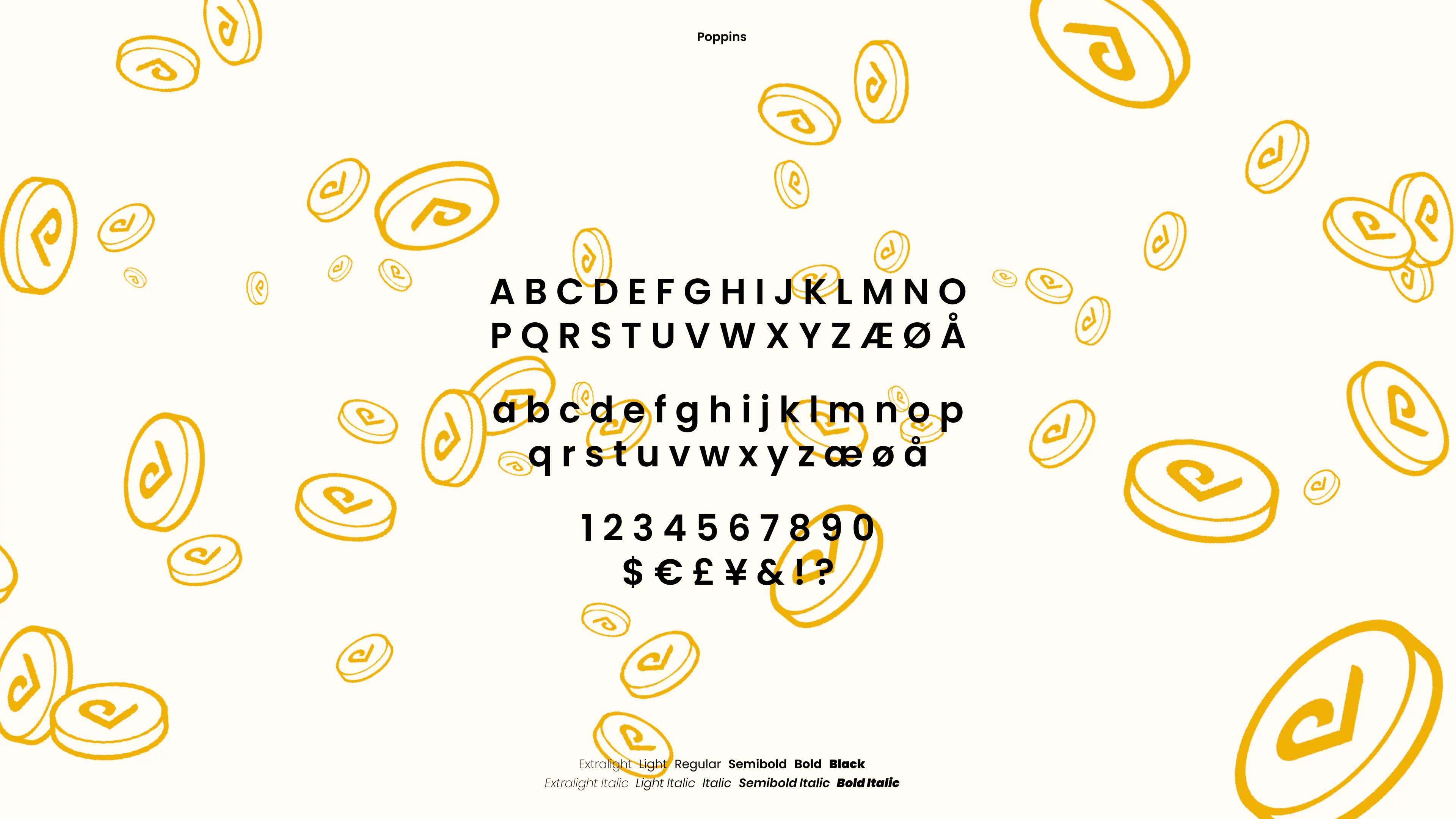 Pointvoucher visual that illustrates the typography from their new visual identity, and in the background a big coin toss.