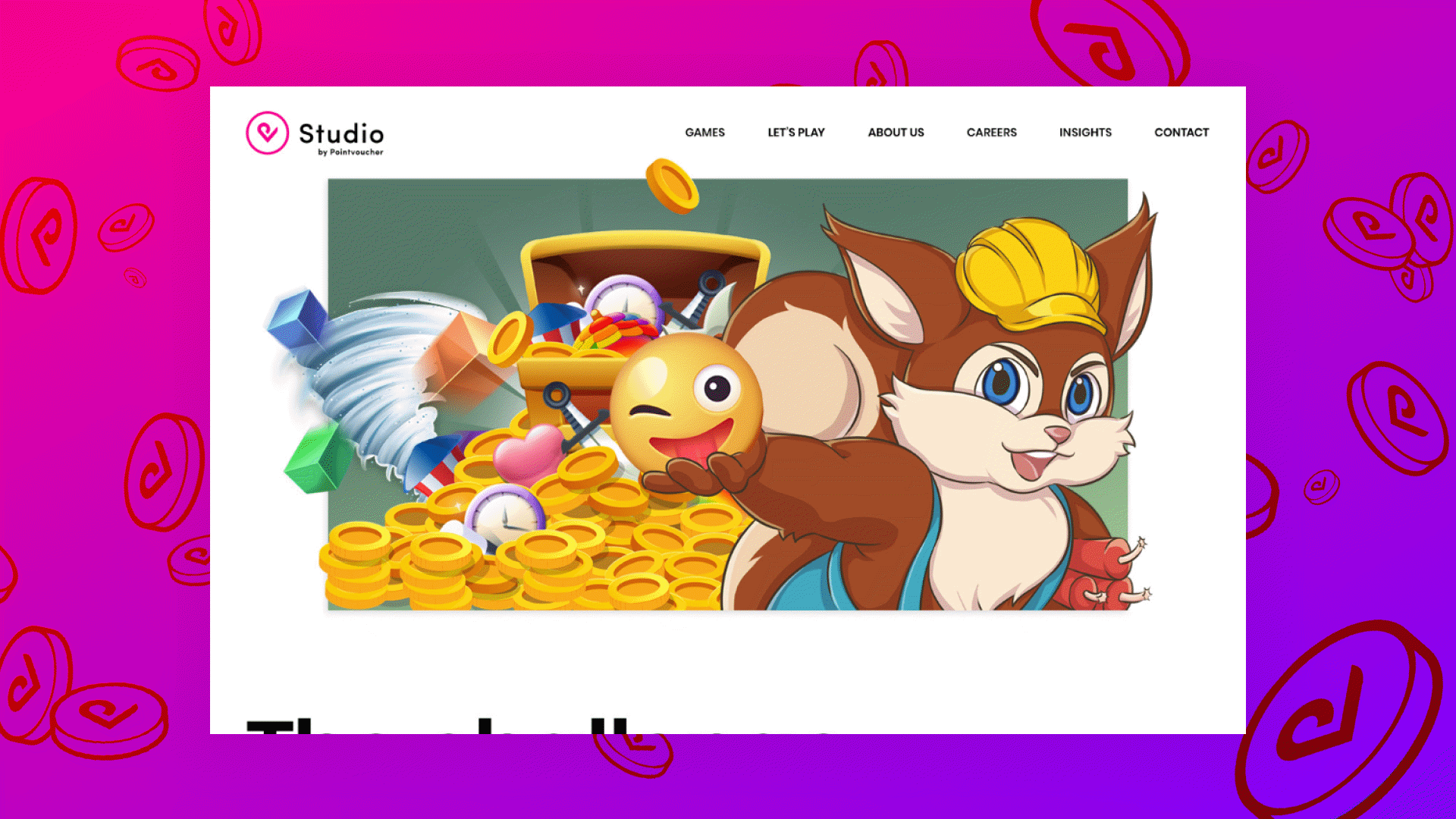 Animated sequence of Studio UI layouts, showcasing application screens and transitions styled with magenta brand palette.
