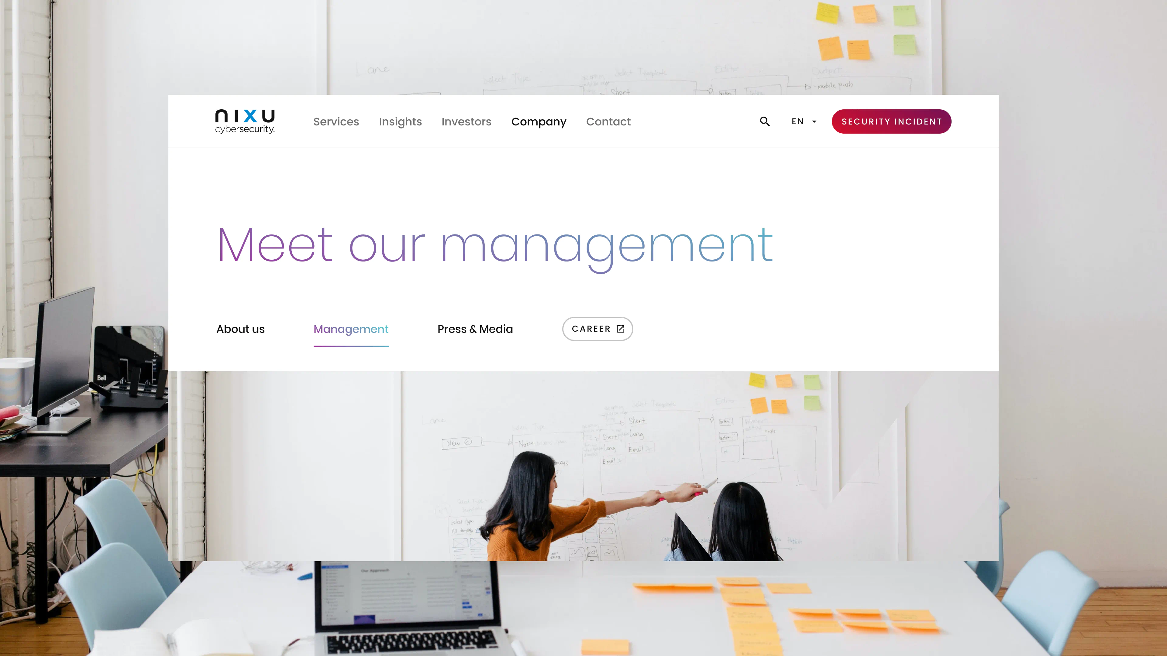 Three mobile mockups for Nixu responsive design, showing publication, case study, and reasons to choose Nixu in carousel hero UI layouts.