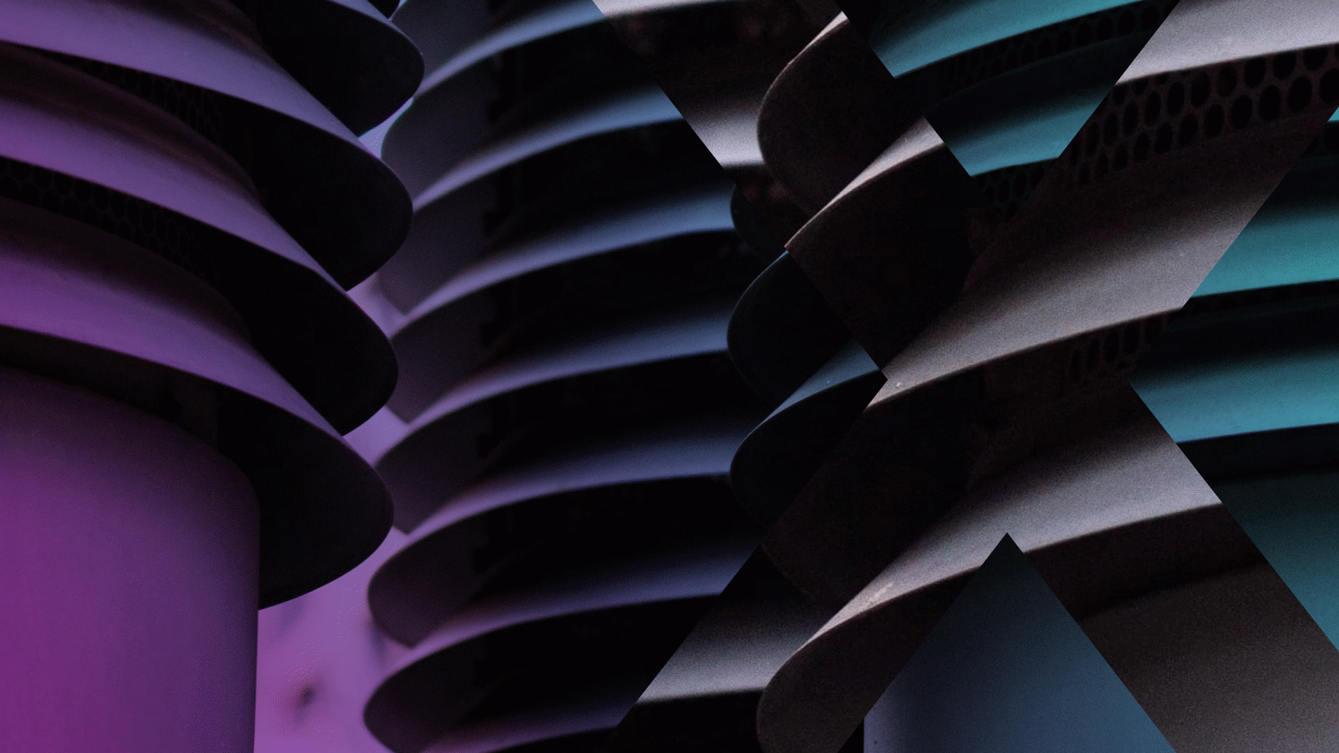 Brand identity animation concept for Nixu with gradient X graphics, tunnel imagery, and laptop visuals inspired by Nordic lights and cybersecurity.