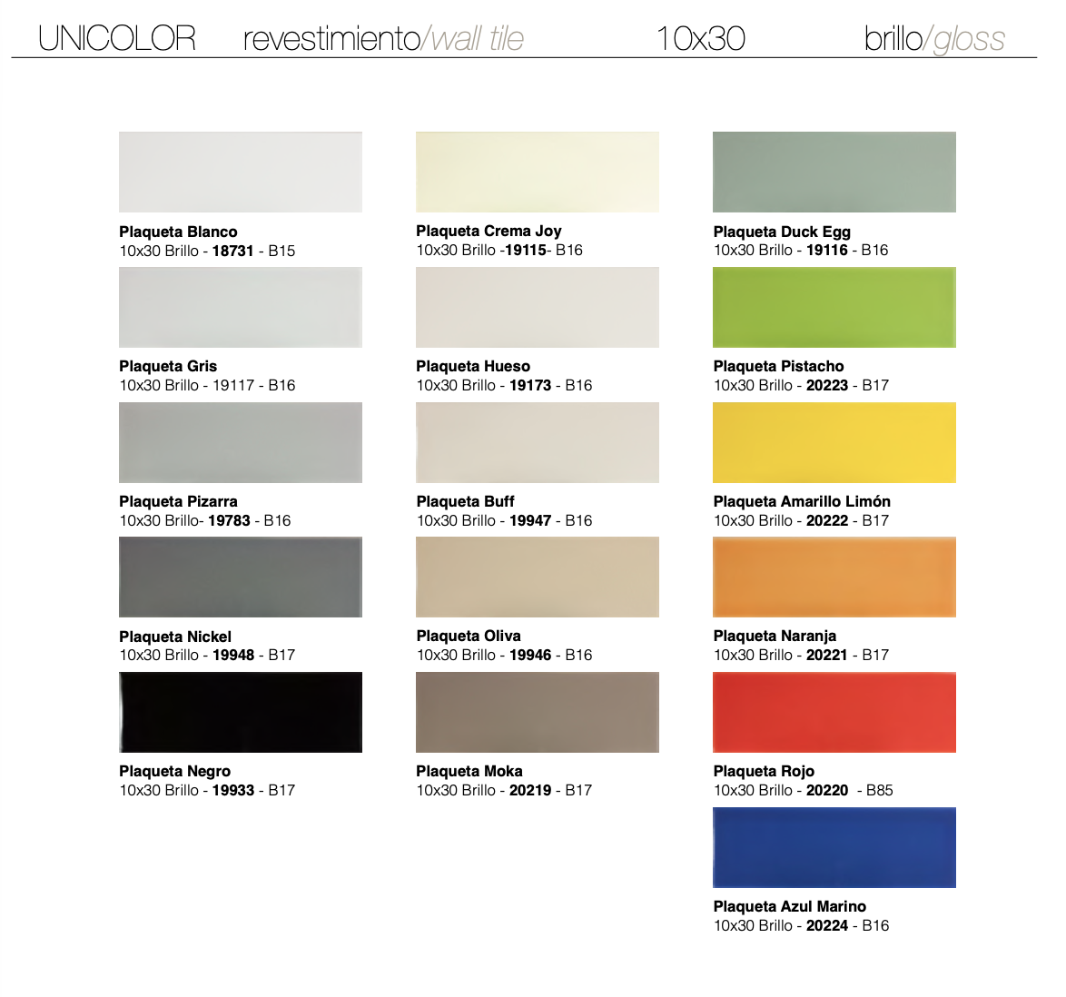 Sävyt kiiltävä 10x30cm