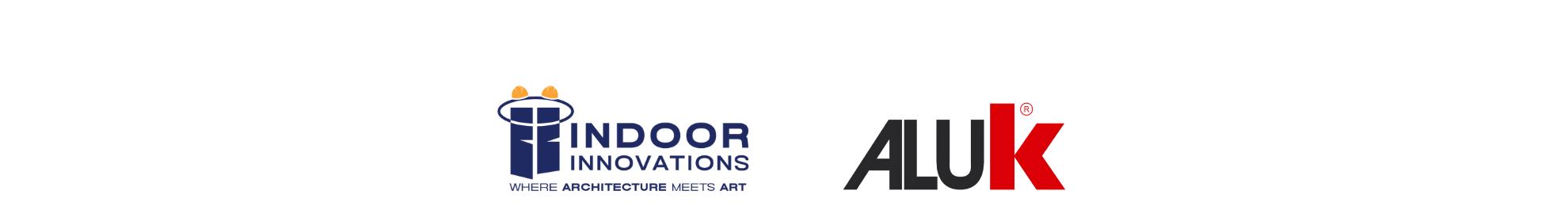 Indoor Innovations logo with tagline 'Where Architecture Meets Art' beside the ALUK brand logo.