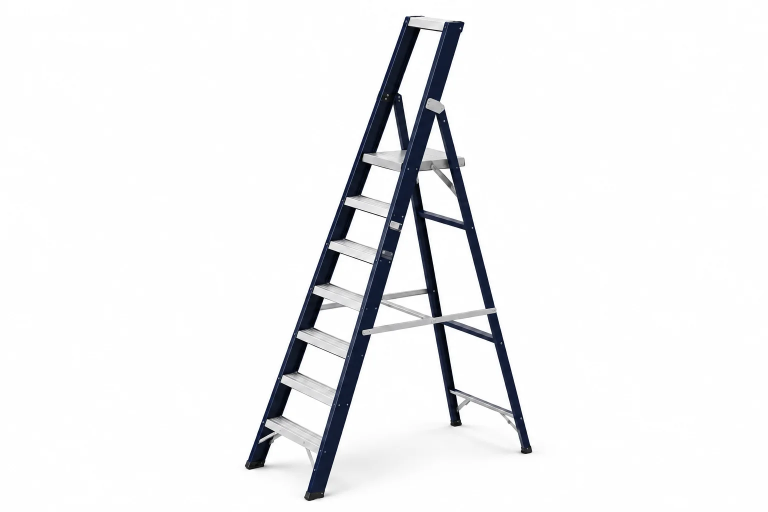 FRP platform ladder with fibreglass stiles, aluminium steps and top platform