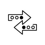 Icon with two arrows pointing in opposite directions, each containing three dots.