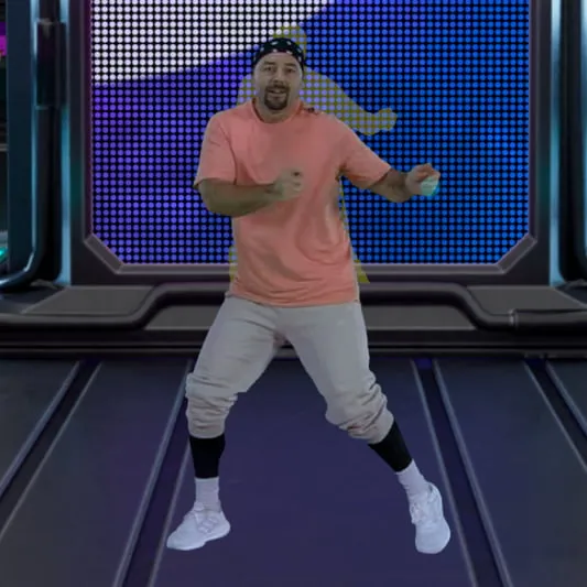 A screenshot of a man inside a VR app