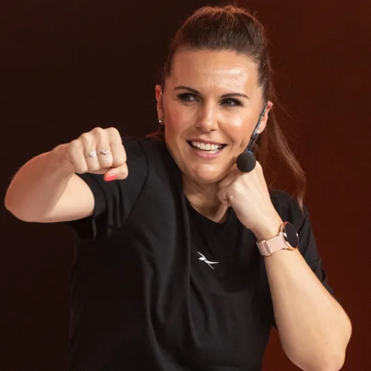 Les Mills Instructor in a fighting stance