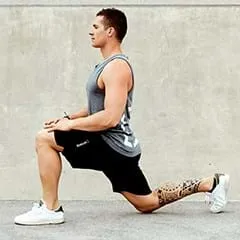 Person in athletic wear performing a stretch