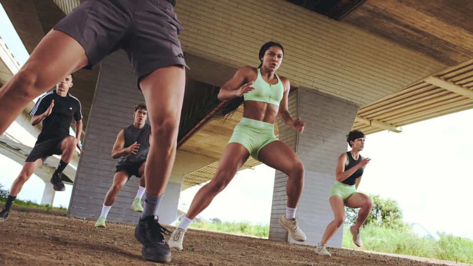 five people keeping active
