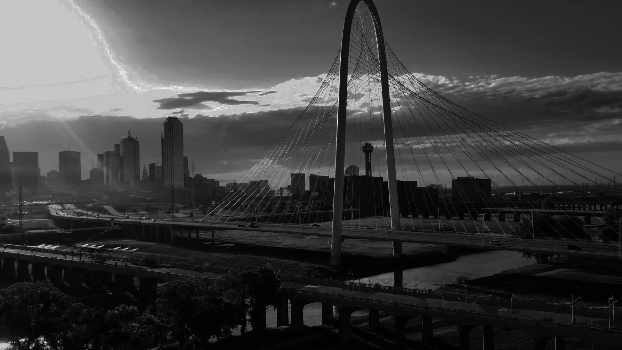 Scenic view of the Margaret Hunt Hill Bridge in Dallas, Texas