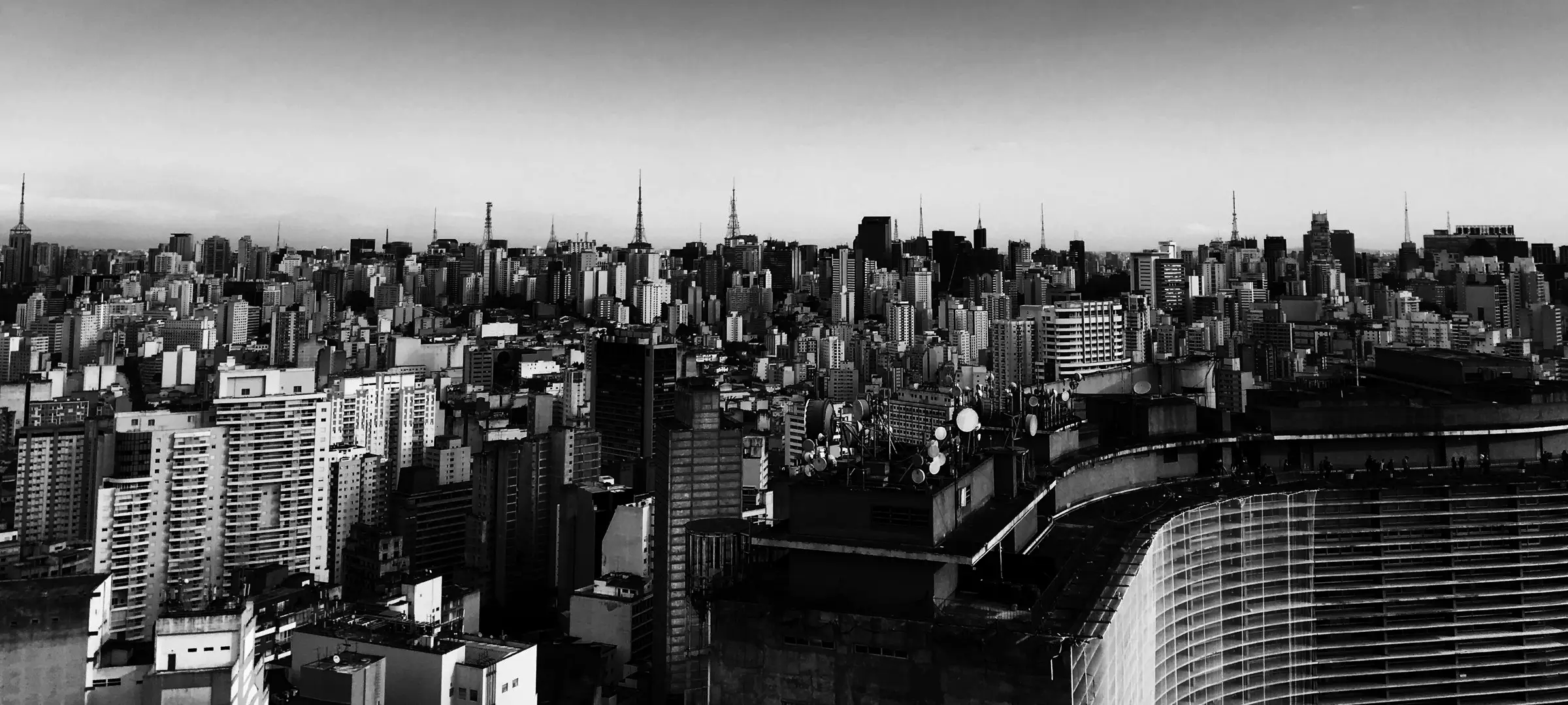 Panoramic view of São Paulo's dense skyline with high-rise buildings