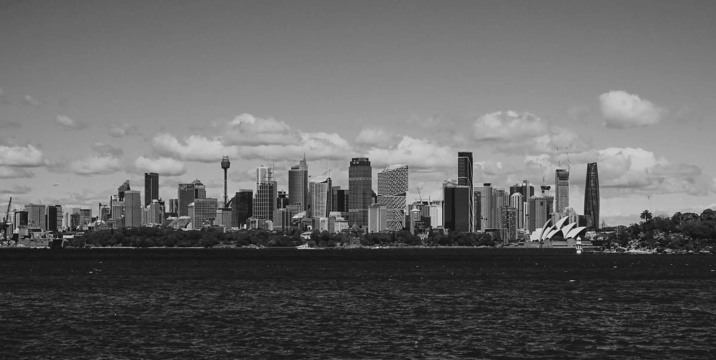 Panoramic view of Sydney skyline with Sydney Tower, Opera House, and Harbour