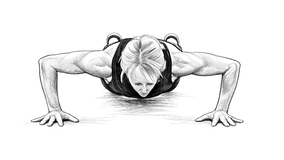 An illustration showing a woman doing a push-up