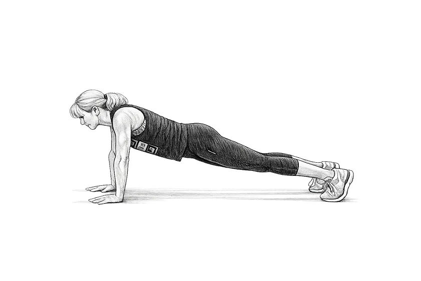 Illustration of a woman doing a push up 