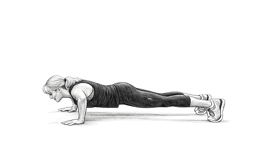 Illustration of a woman doing a push up