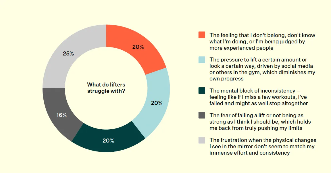 Pie chart showing what lifters struggle with