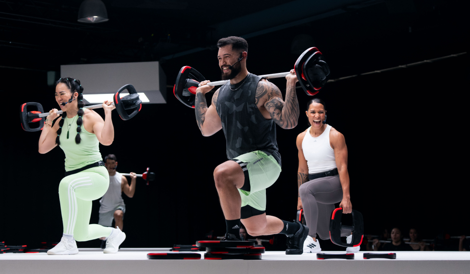 A group of Les Mills Presenters during Masterclass filming