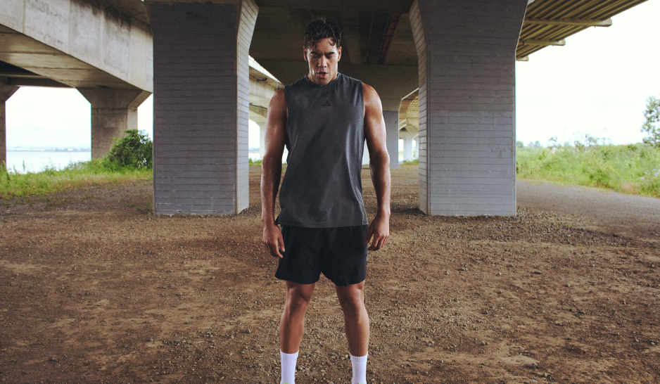 A man at the end of an outdoor run