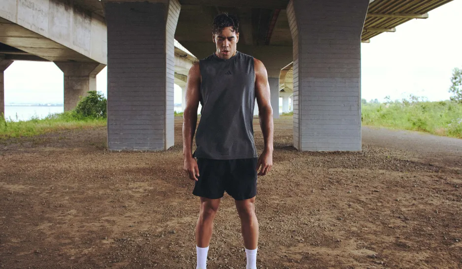 A man at the end of an outdoor run