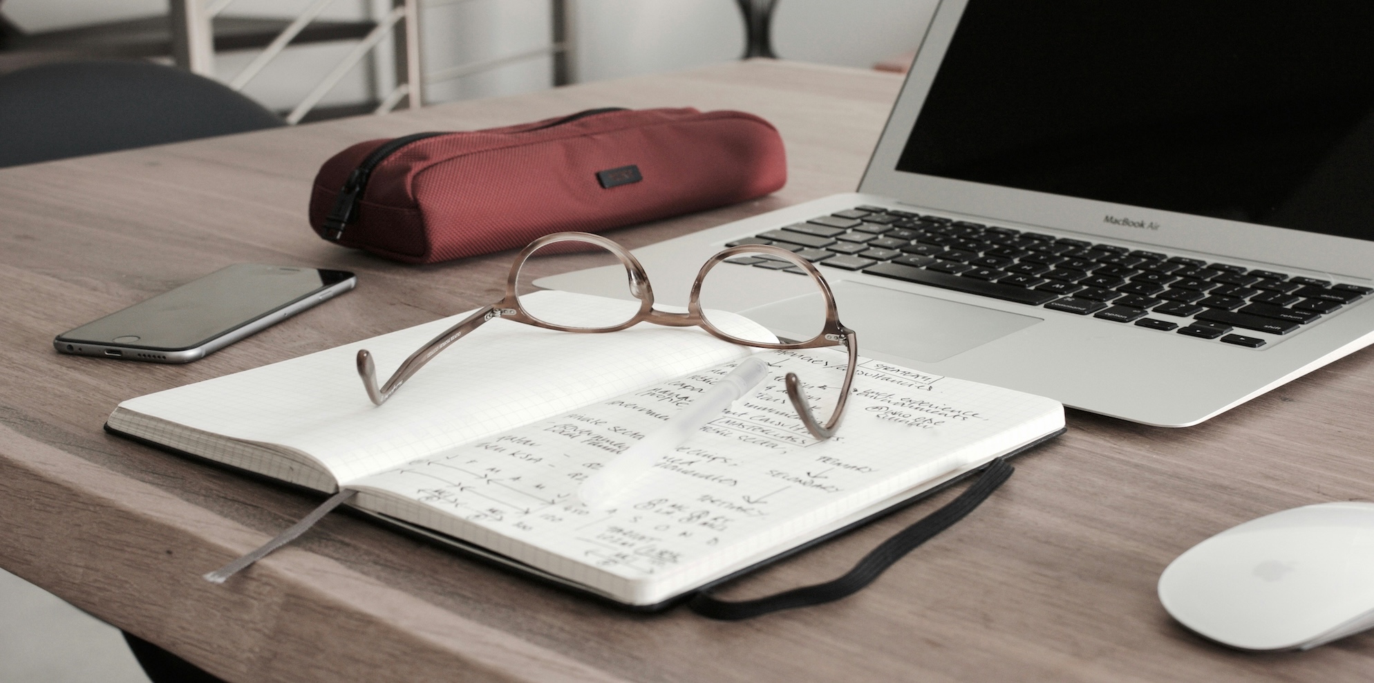 Desk with client bookkeeping solutions presented