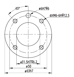 Technical drawing of ISO 9409-1 robot end-effector flange for Fairino collaborative robots