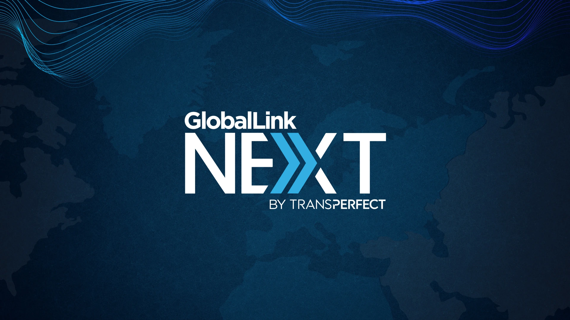 poster banner for the GLNext EMEA 2026 event with a logo on a blue world map background
