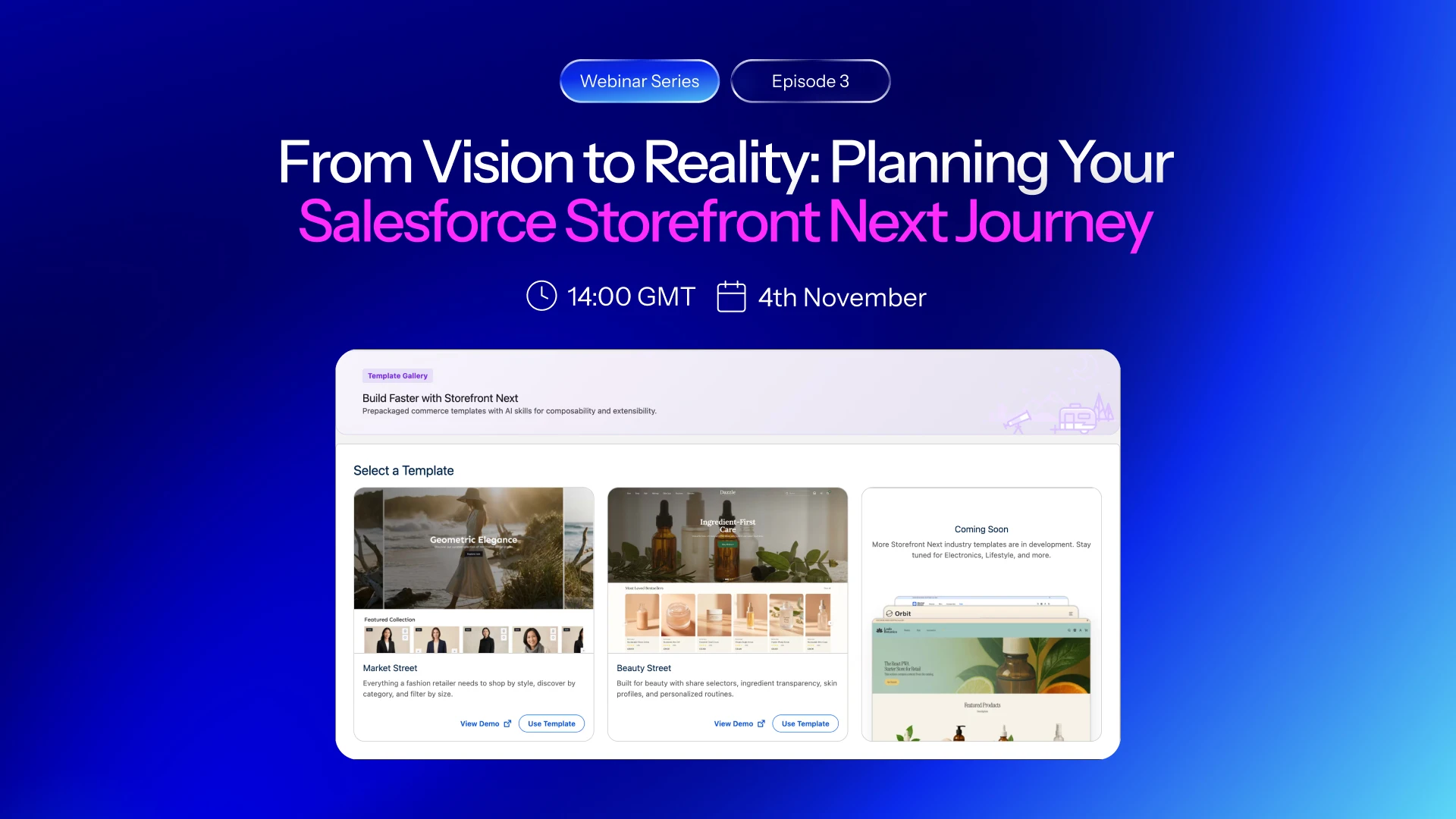 webinar banner showing salesforce's storefront next 