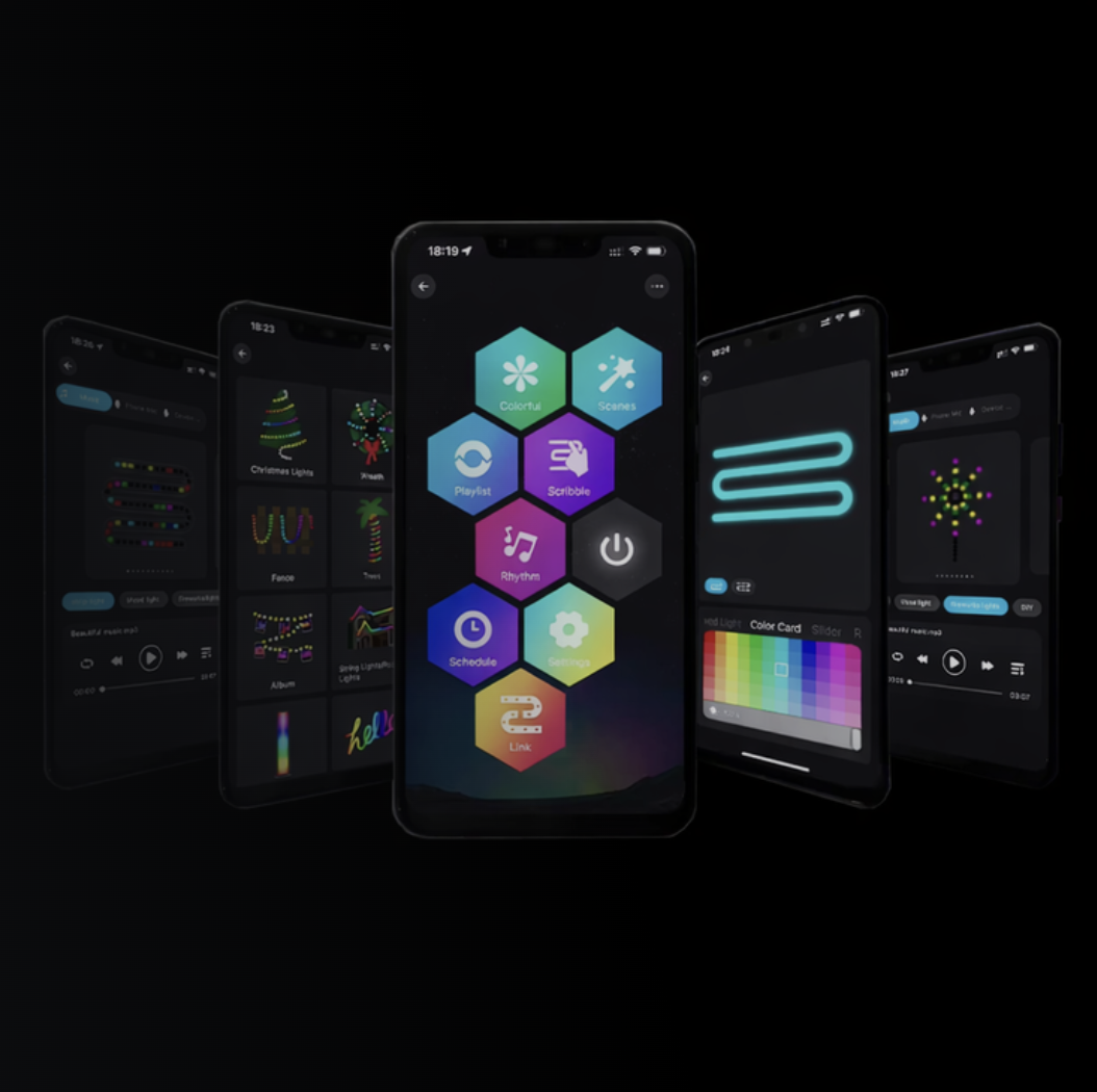 Glowify app interface showing color control and scheduling