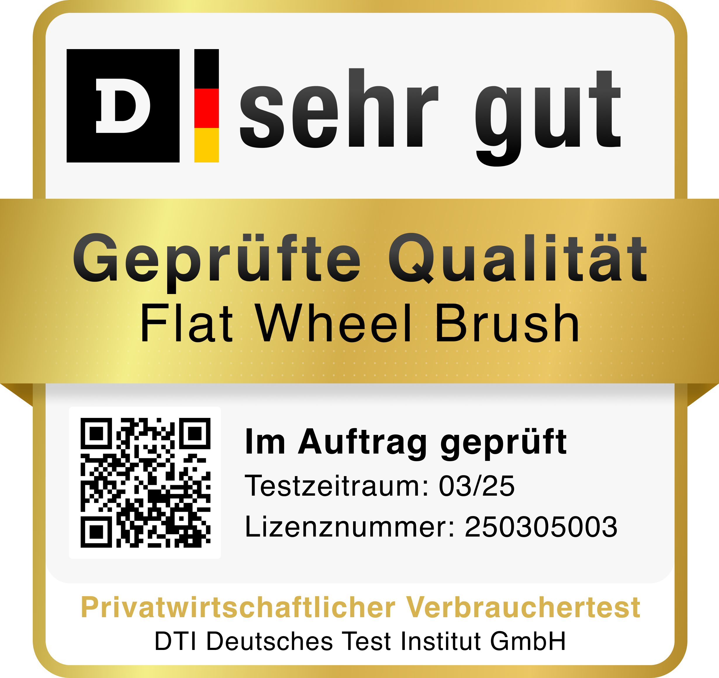 Produkt-Qualitätssiegel des Deutschen Test Institut (DTI)