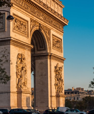 The Arc de Triomphe in Paris, at the top of the Champs-Élysées.