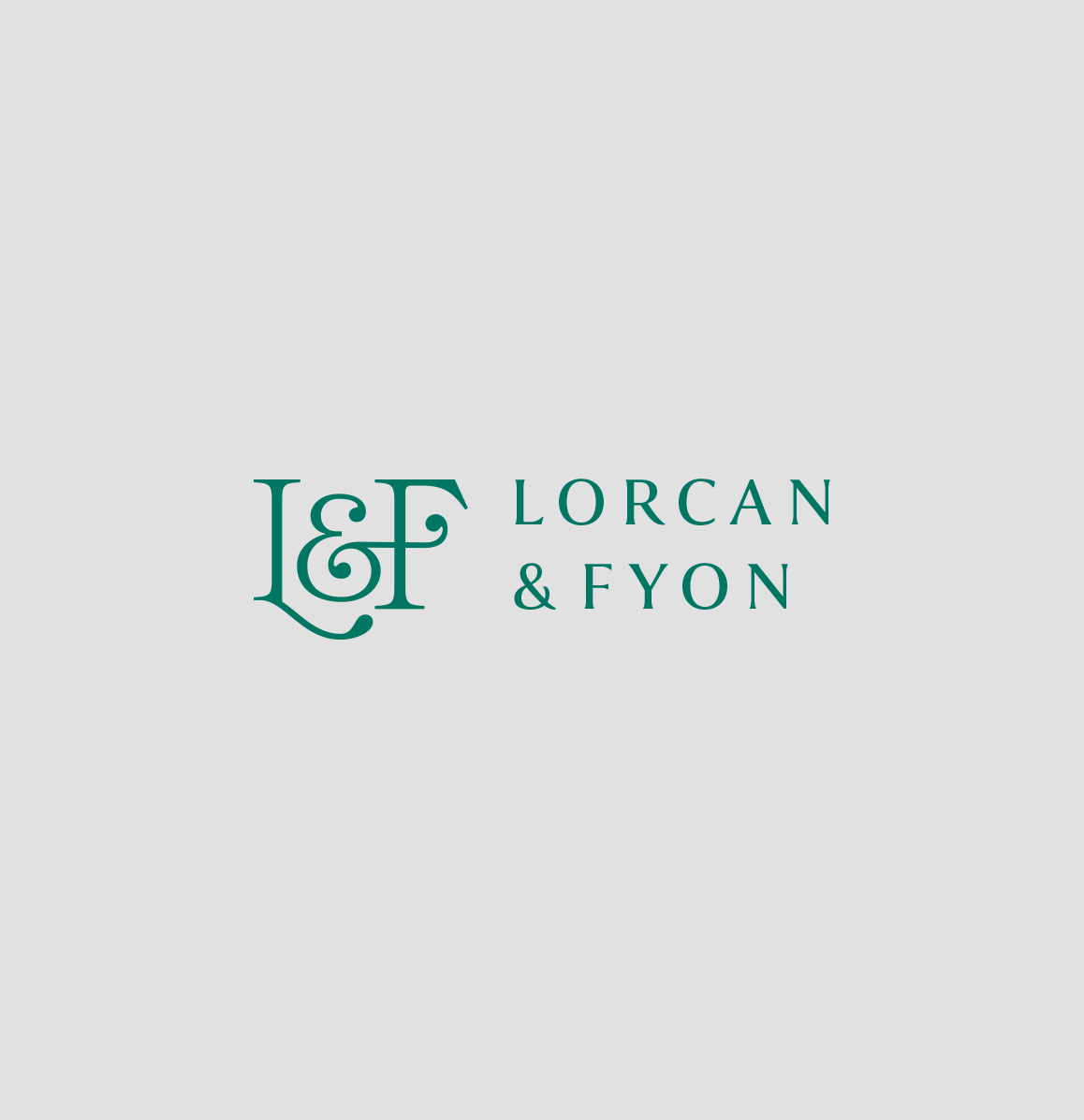 Cohesive logo at the left of modern typography for Lorcan & Fyon.