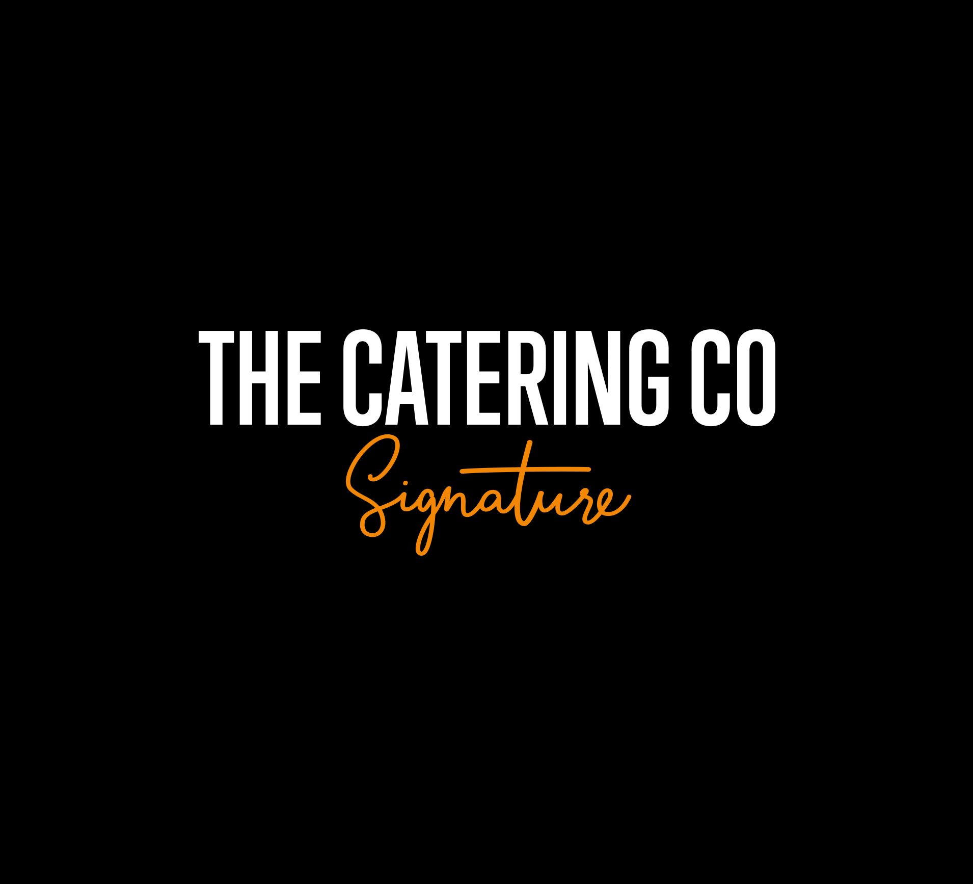 The Catering Co. logo on custom packaging designed by Sprouto, featuring clean typography and bold branding elements. 
