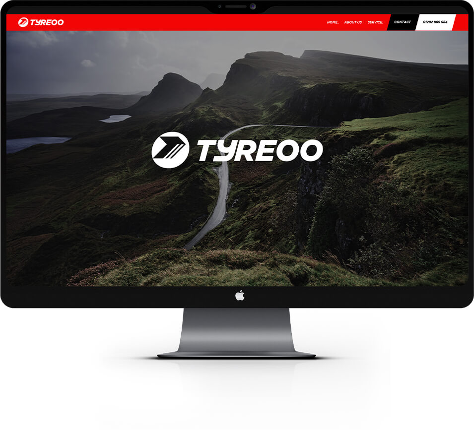 Desktop monitors displaying Tyreoo's website, designed by Sprouto, featuring a clean, modern interface with bold branding elements. 