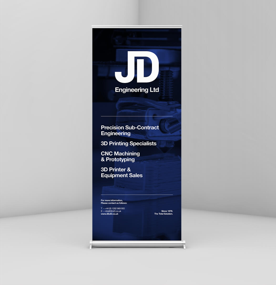 JD Engineering banner design by Sprouto, featuring clean typography, bold branding, and minimalist graphic elements.