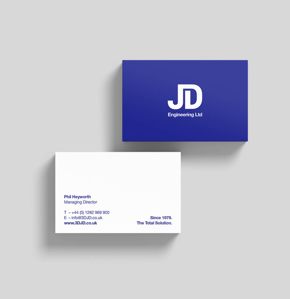 JD Engineering business card design by Sprouto, featuring sleek typography and modern branding elements on a clean layout.