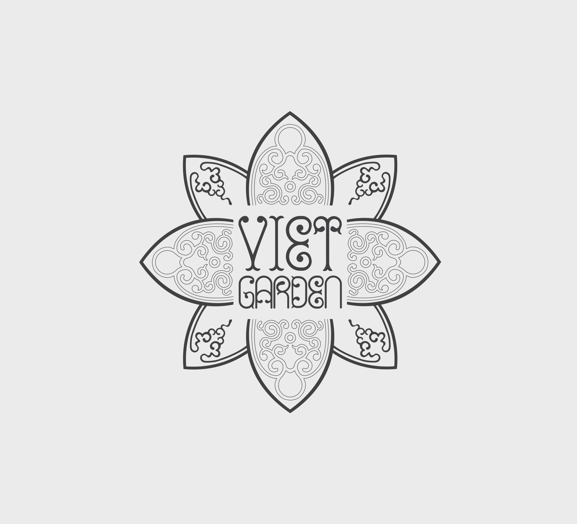 Viet Garden logo featuring stylised typography and floral design elements, reflecting the brand's identity rooted in Vietnamese cuisine.