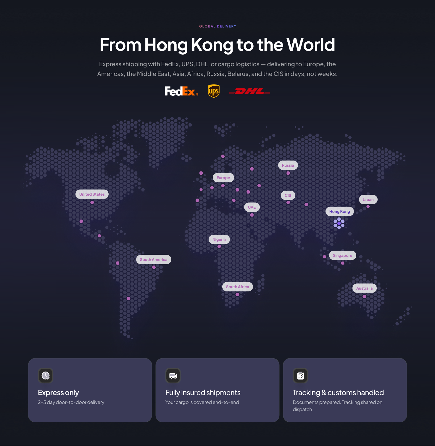 Global delivery map