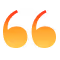 Orange gradient double quotation mark symbol.