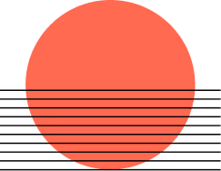 A red circle with horizontal black stripes