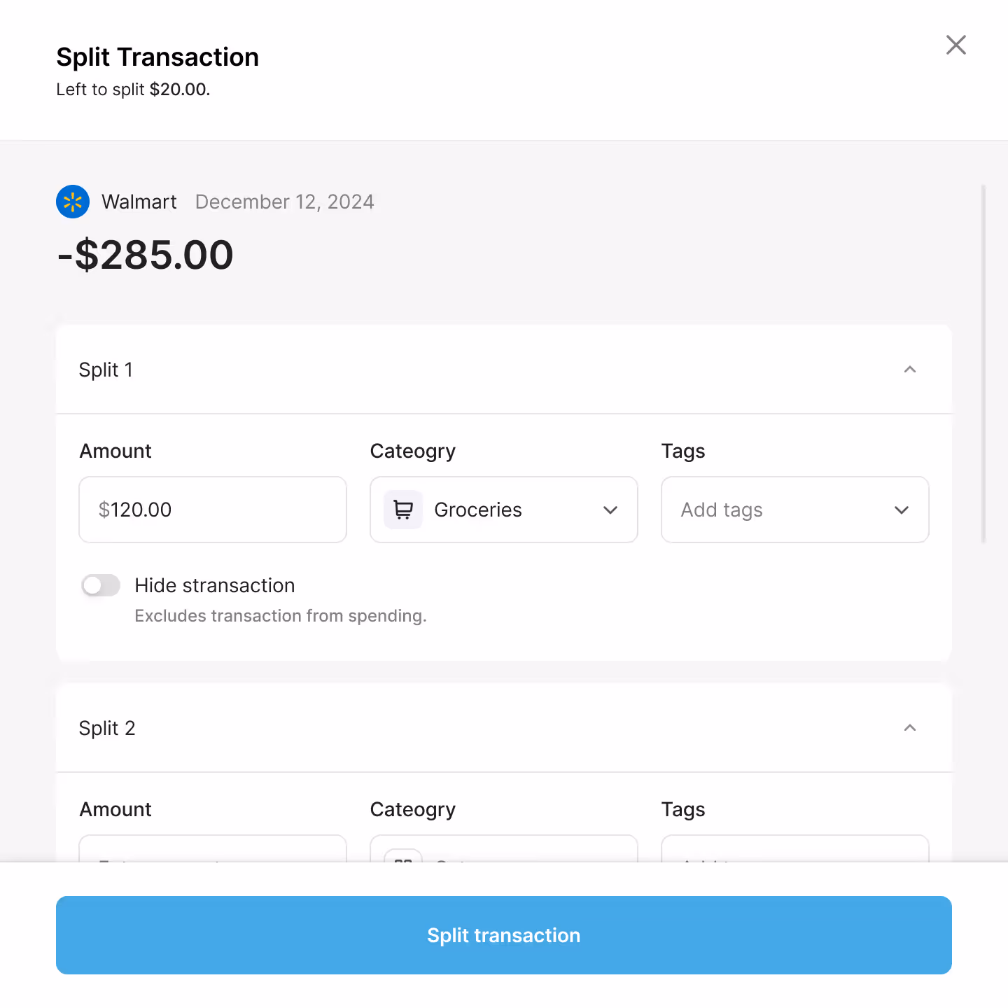 Split Transaction
