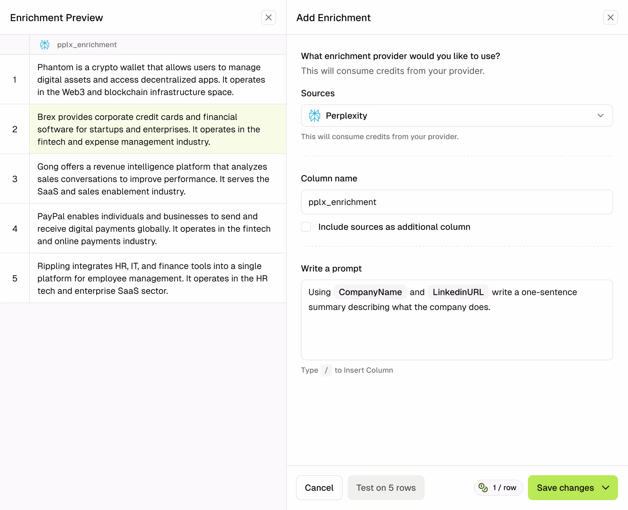 Add enrichment - preview