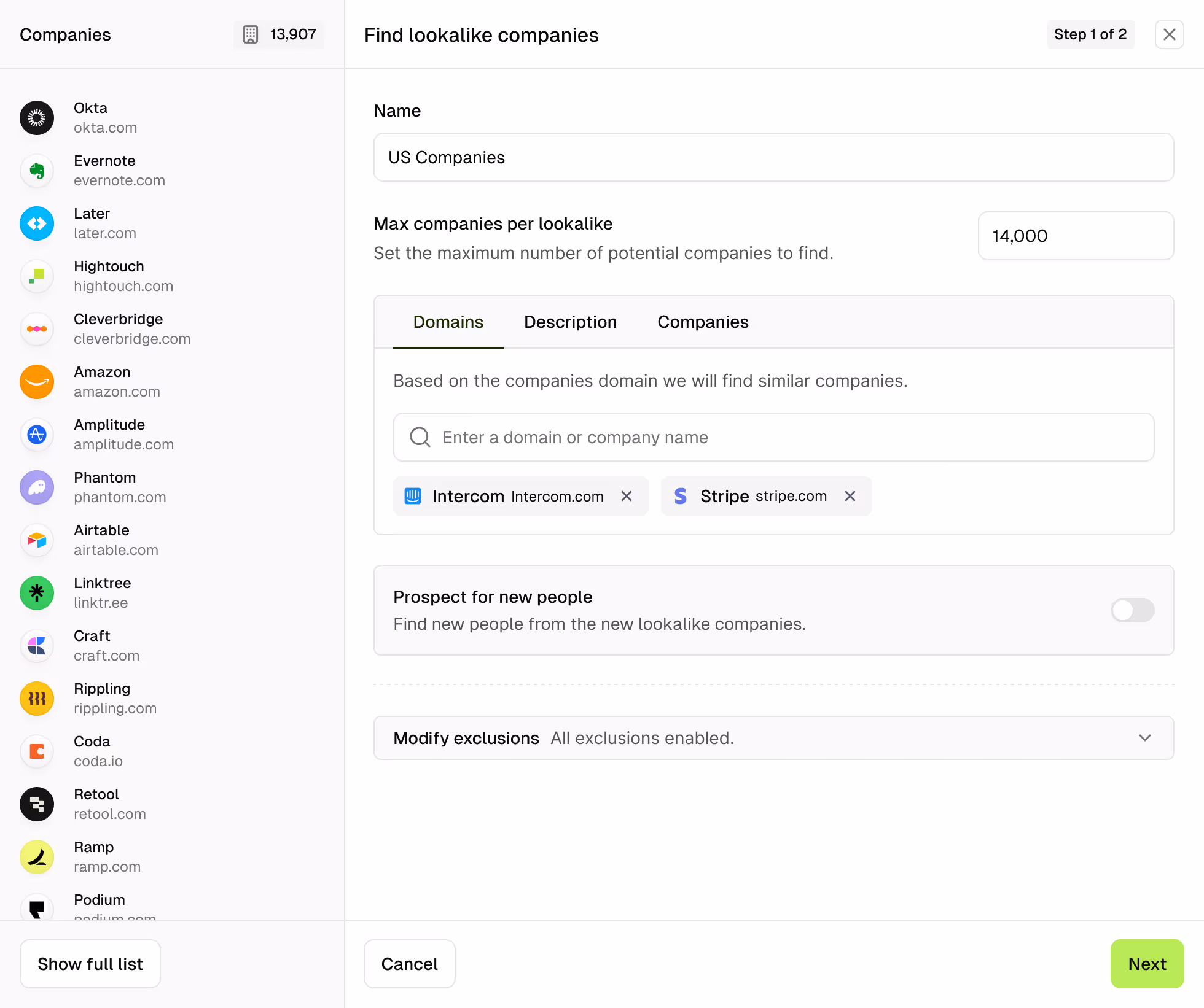 Find lookalike companies - sidebar